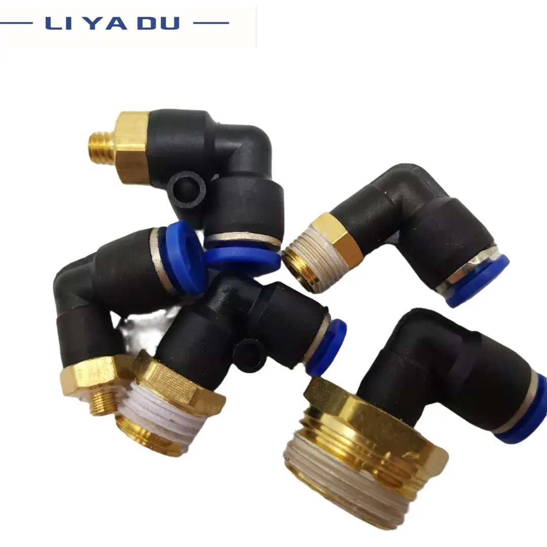 1pcs Pneumatic connector L Shape PL OD 4/6/8/10/12mm Hose Tube M5 6 1/8 1/4 3/8 1/2 BSPT Thread Air Elbow quick coupling Fitting