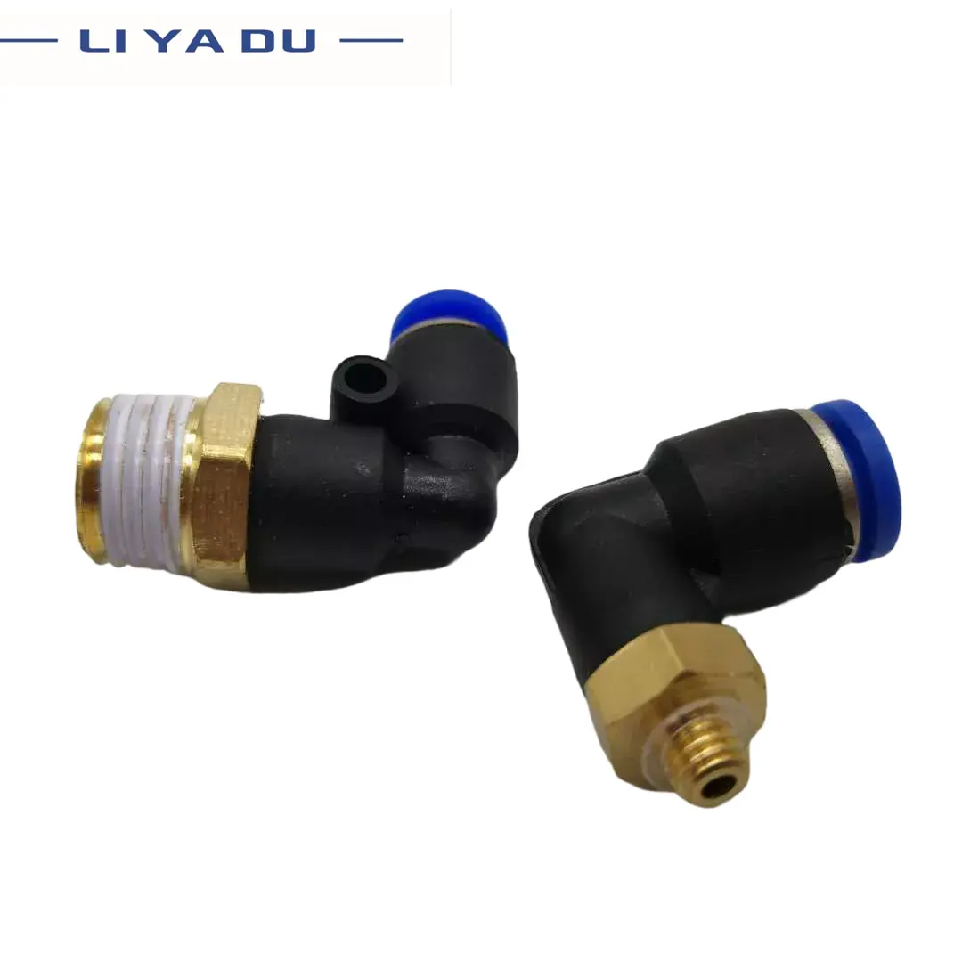 1pcs Pneumatic connector L Shape PL OD 4/6/8/10/12mm Hose Tube M5 6 1/8 1/4 3/8 1/2 BSPT Thread Air Elbow quick coupling Fitting