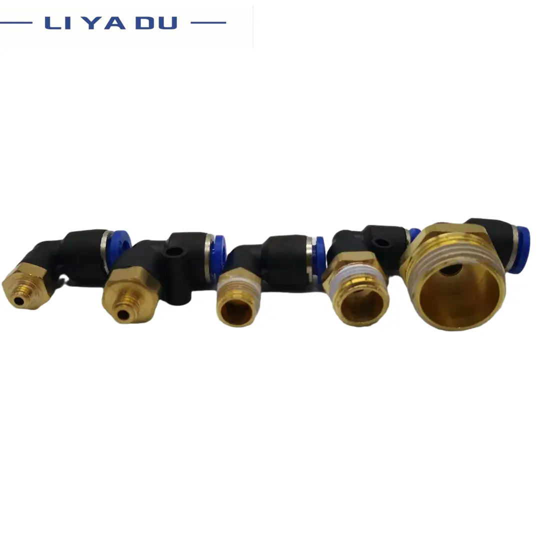 1pcs Pneumatic connector L Shape PL OD 4/6/8/10/12mm Hose Tube M5 6 1/8 1/4 3/8 1/2 BSPT Thread Air Elbow quick coupling Fitting