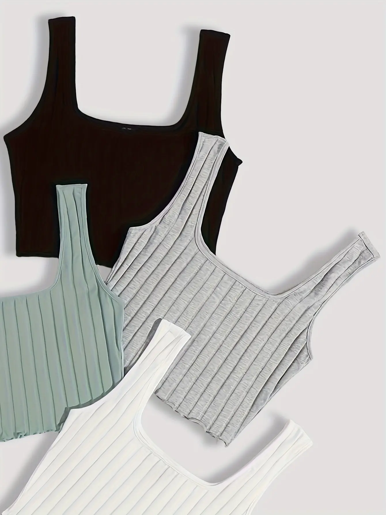 【Elegant Orientation】New Women's Fashionable Sleeveless Large Round Neck Slim Vest Four-Piece Set for Women