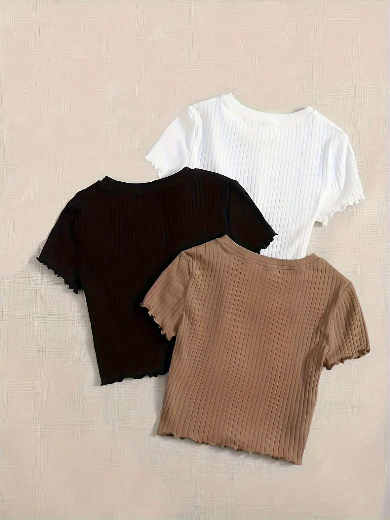 Elegant Orientation 3-piece set for women's new stylish elegant solid color short-sleeved round neck T-shirt