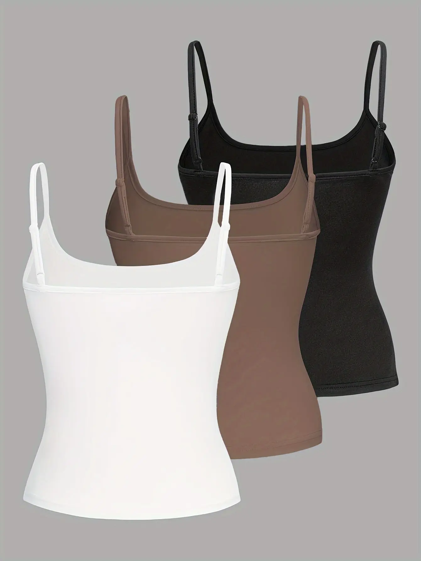 Women's fashionable, casual, slim and versatile solid color suspender vest three-piece set