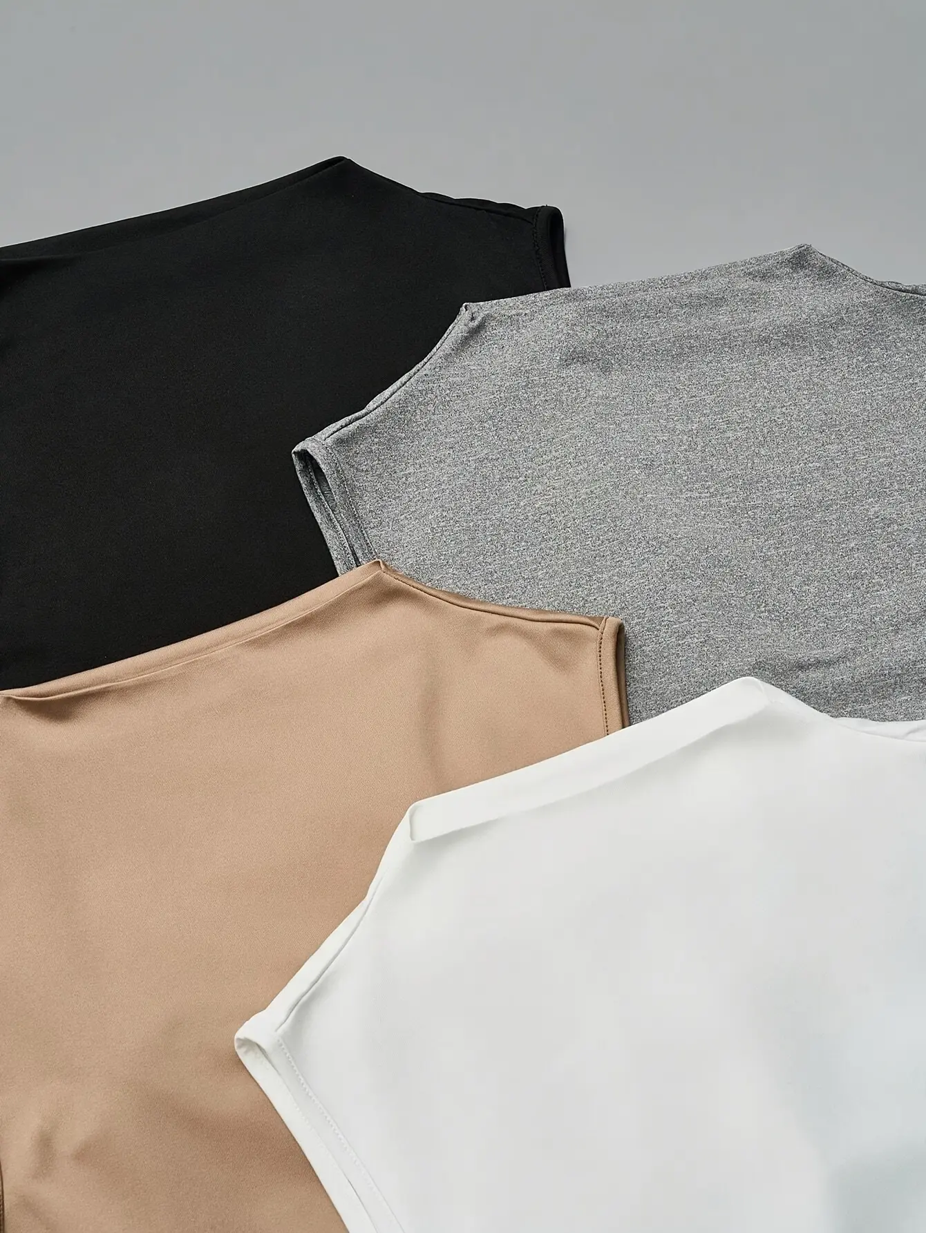 New fashionable round neck solid color slim fit versatile women's vest four piece set