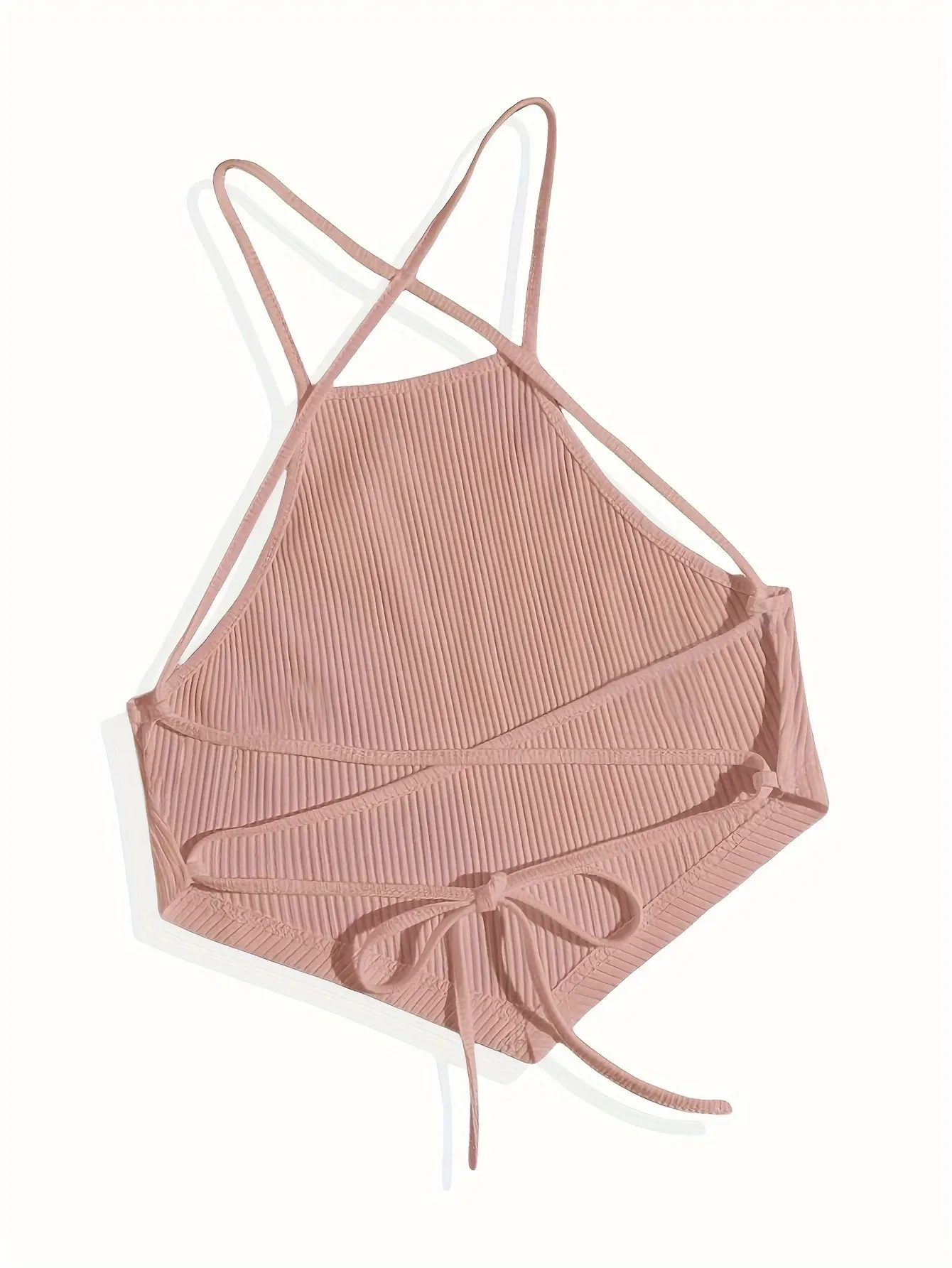 Elegant Cotton Knit Slingback Top with Crisscross Back Tie - Chic, Comfy t& Season Versatile
