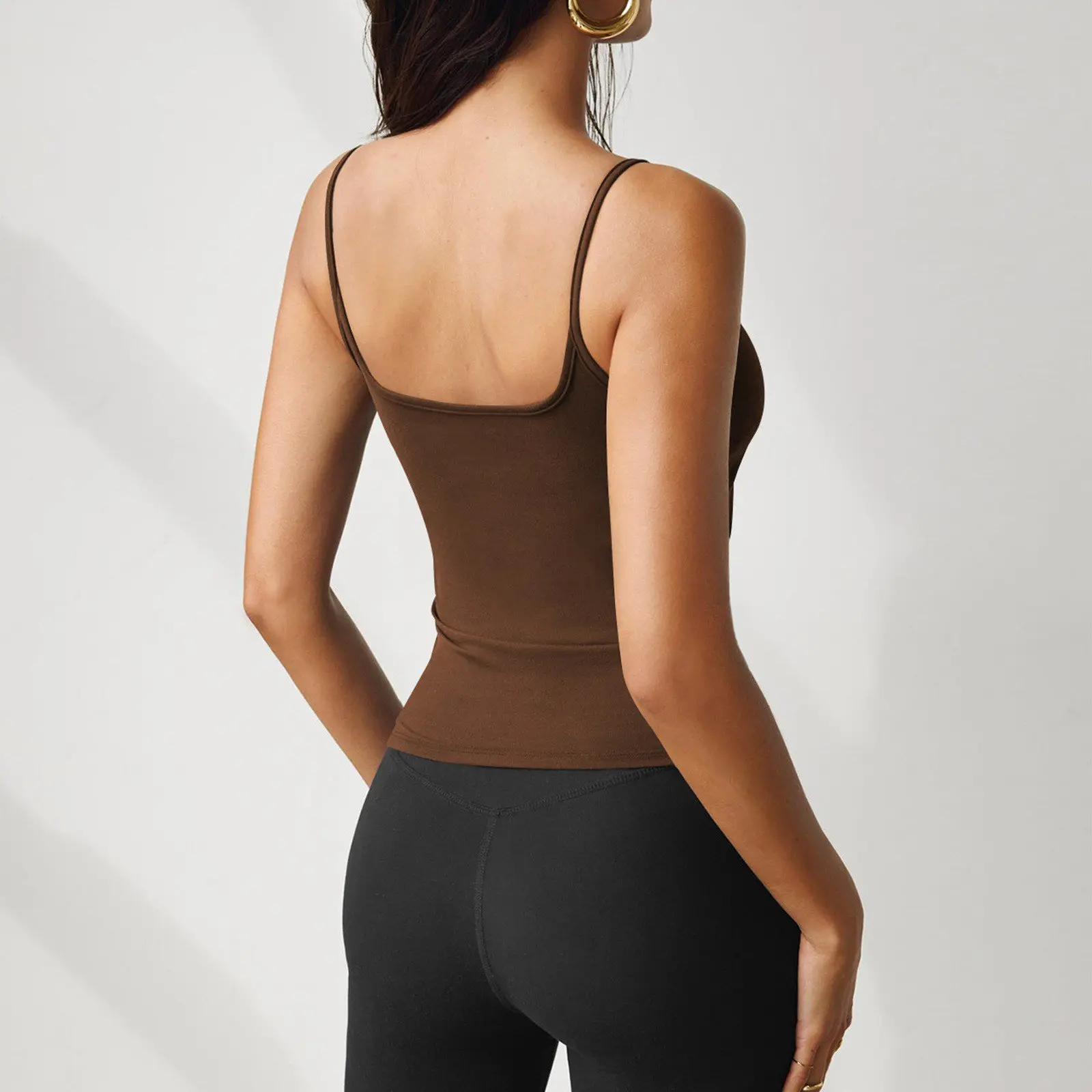 Fashion ladies slim fit casual solid color camisole three piece set