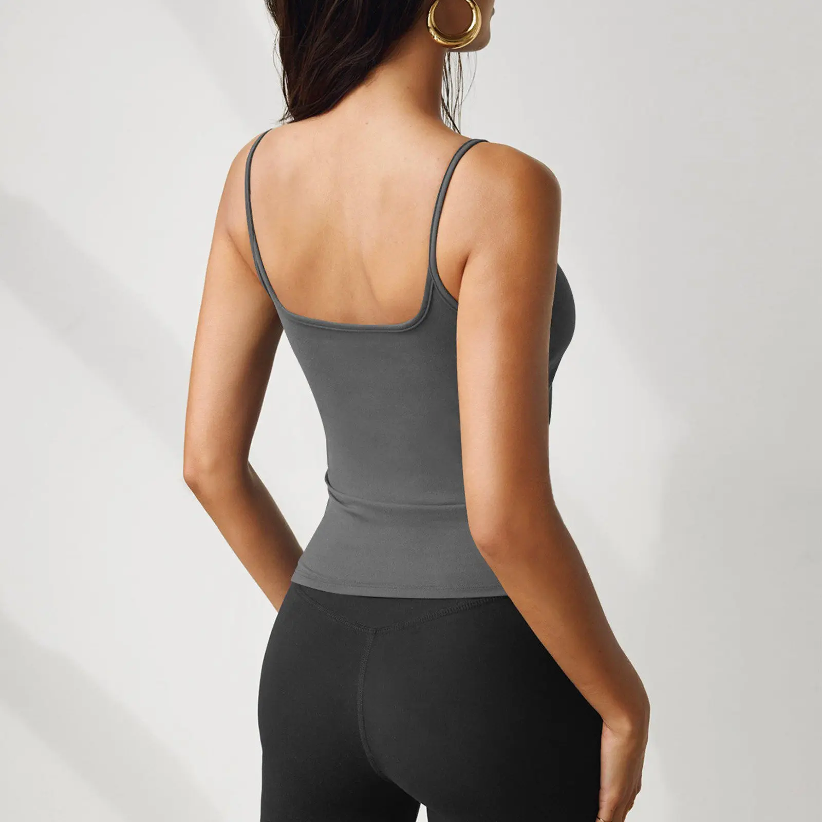 Fashion ladies slim fit casual solid color camisole three piece set