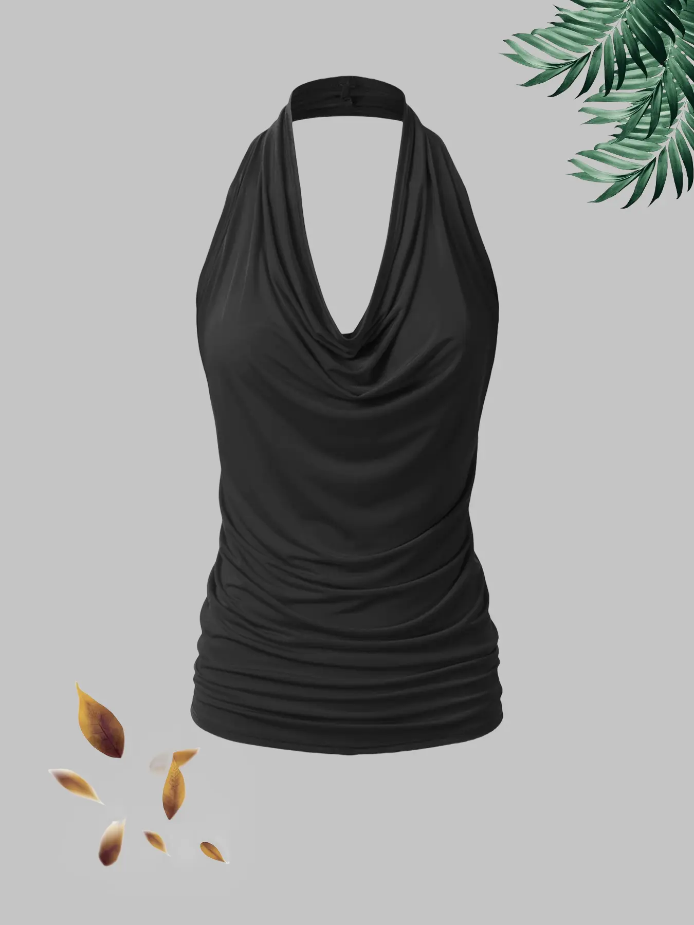 New fashionable women's casual solid color neck hanging vest four piece set