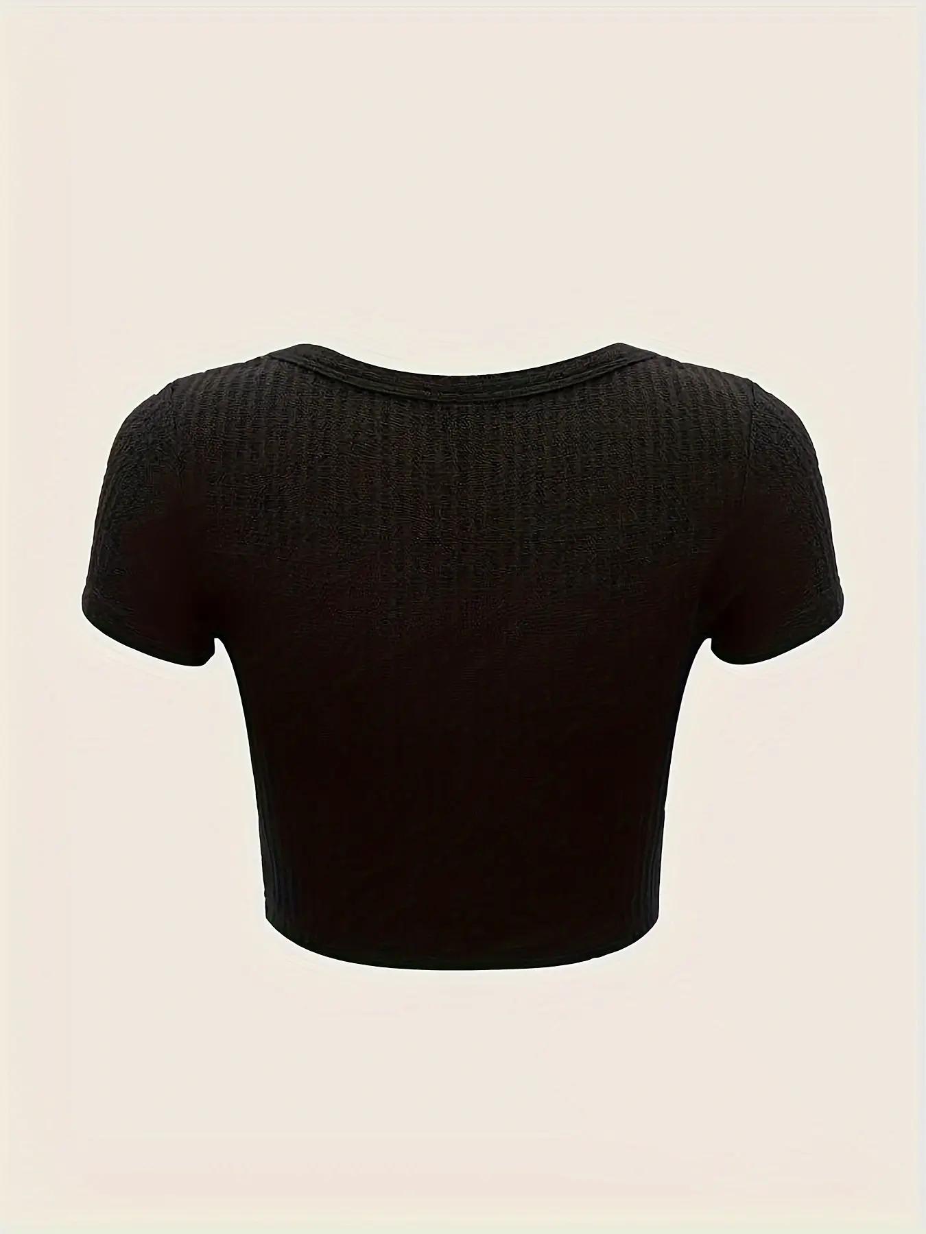 Solid Color Crew Neck Crop Top Y2K Casual Slim Fit Short Sleeve Crop Top T-shirt For Spring & Summer Women's Clothing