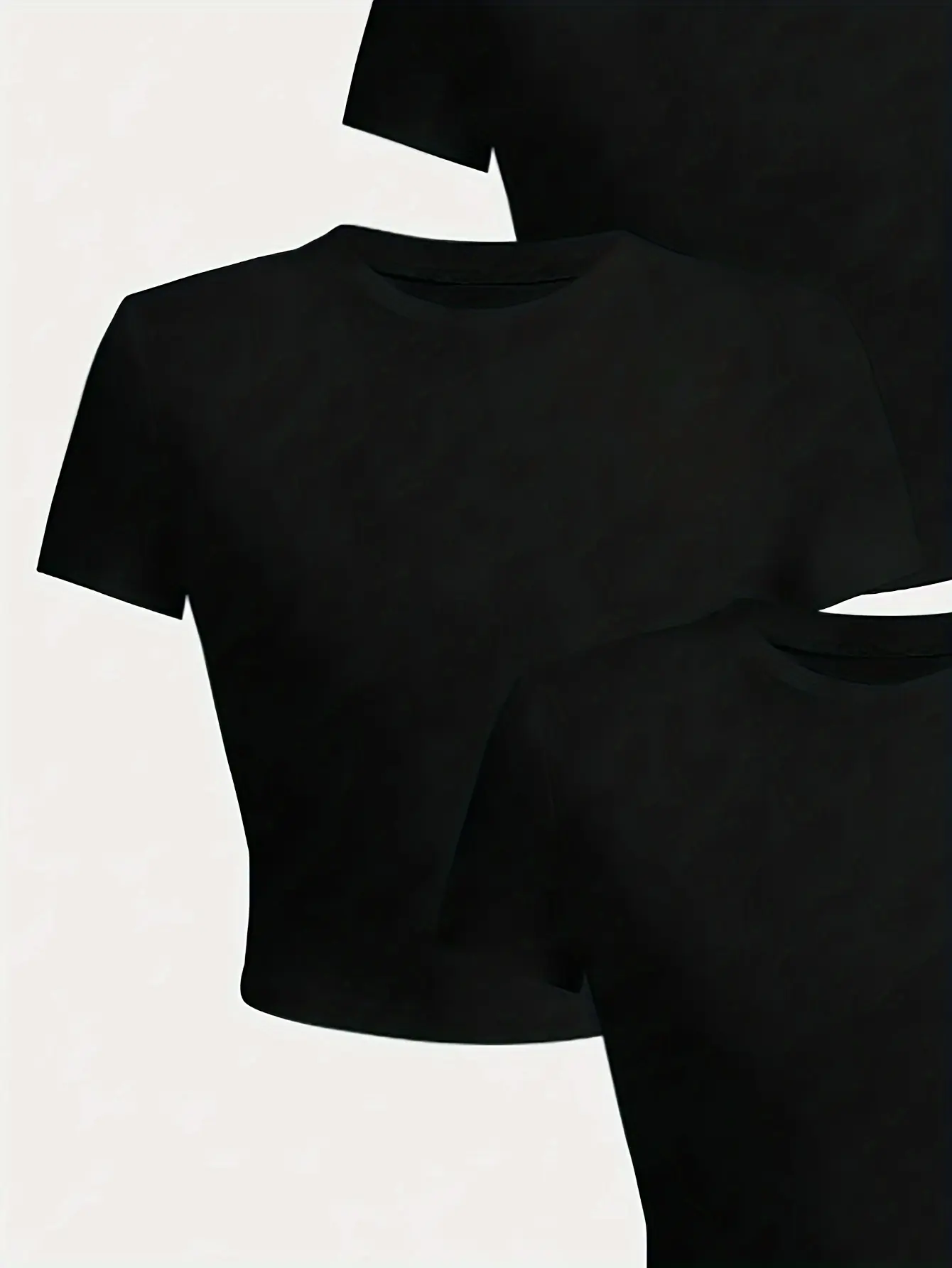 3 Packs Solid Crew Neck T-shirt Casual short Sleeve T-Shirt For Spring t& Summer women's Clothing