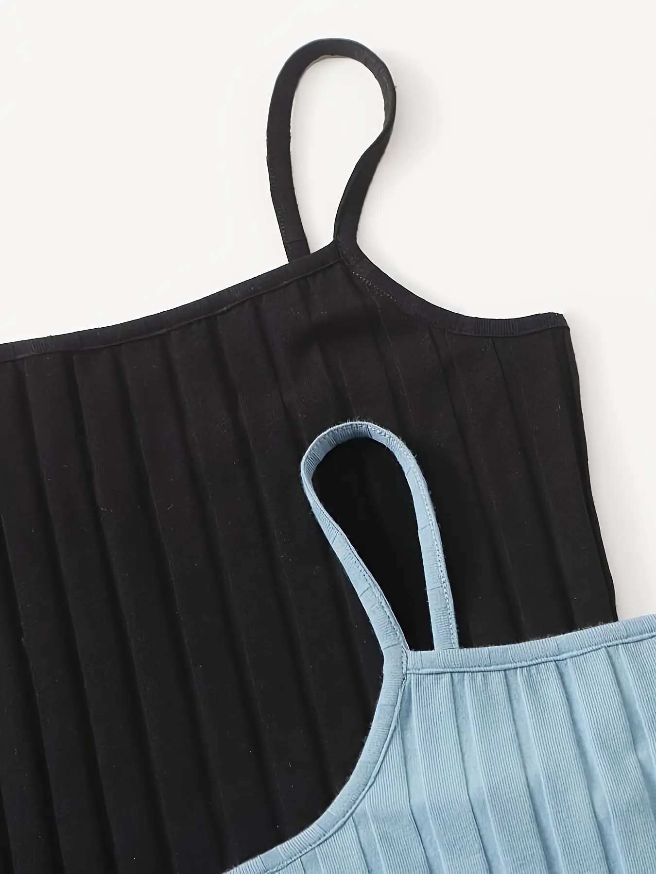Solid Ribbed Cami Dress 2 Packs Casual Bodycon Spaghetti Strap MiniDress Women's Clothing