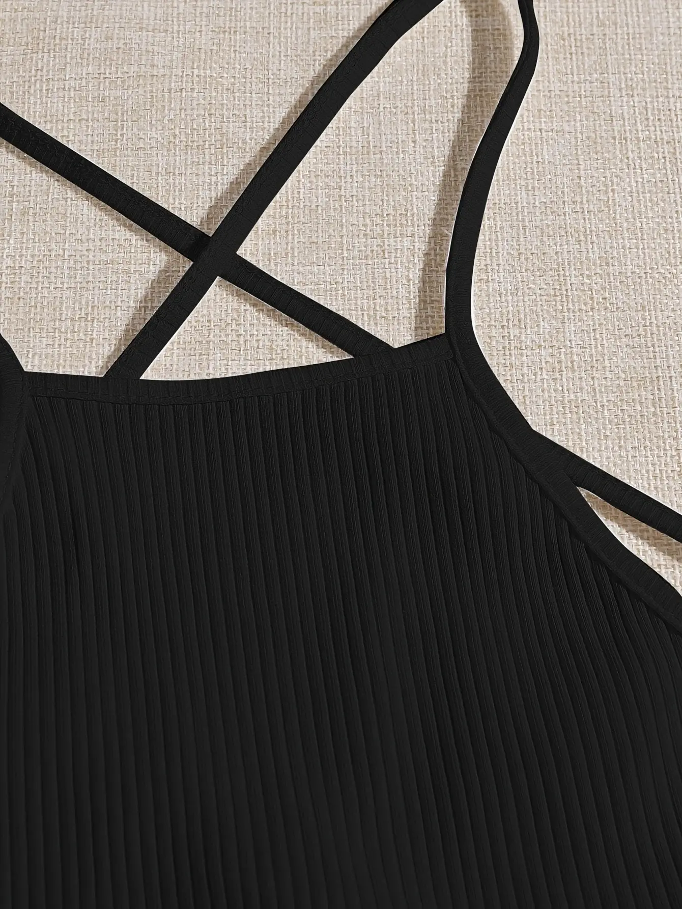Elegant Cotton Knit Slingback Top with Crisscross Back Tie - Chic, Comfy t& Season Versatile
