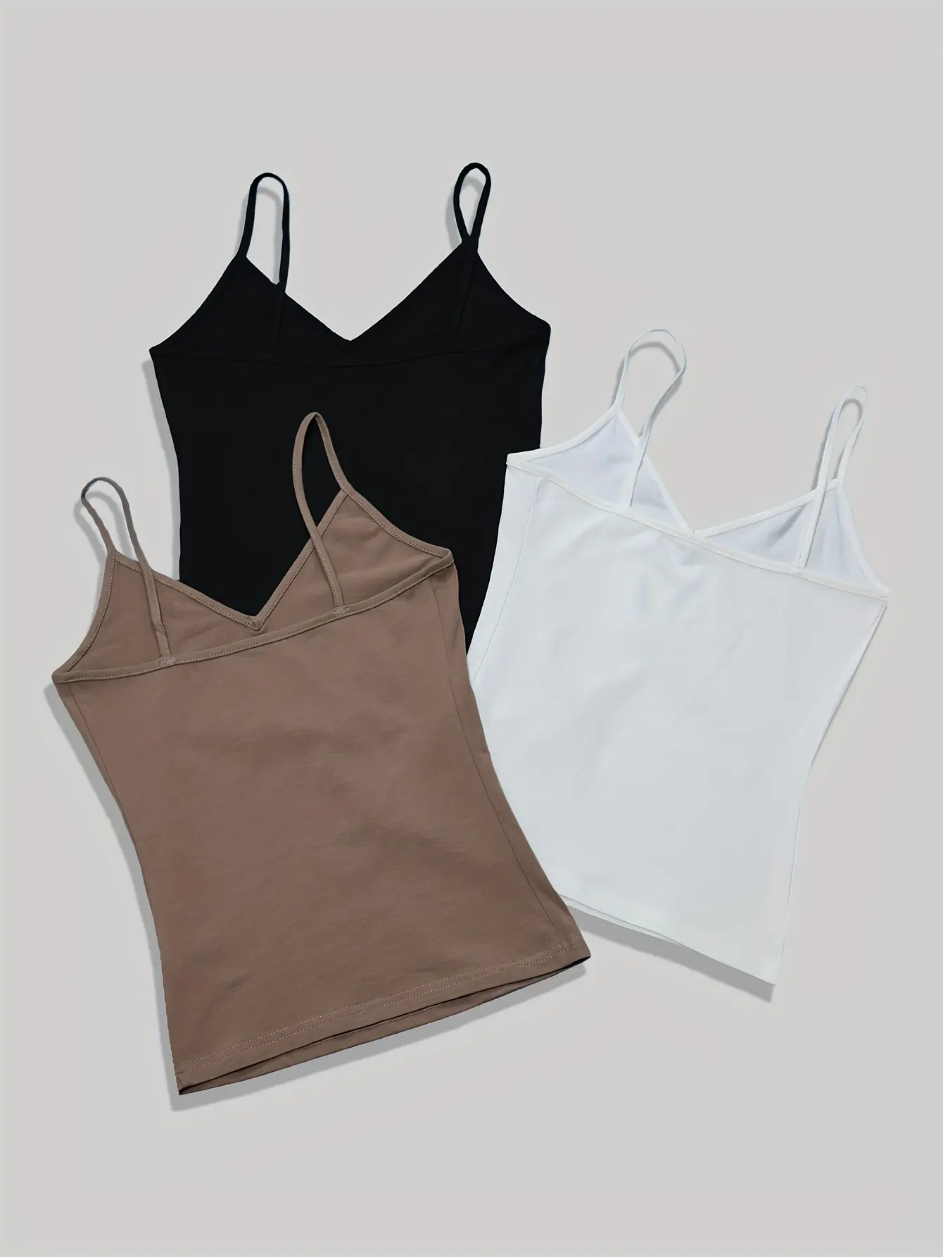 Women's Cotton V-Neck Cami Top - Versatile & Sexy Spaghetti Strap Semi-Sheer Tank for Spring/Summer/Fall