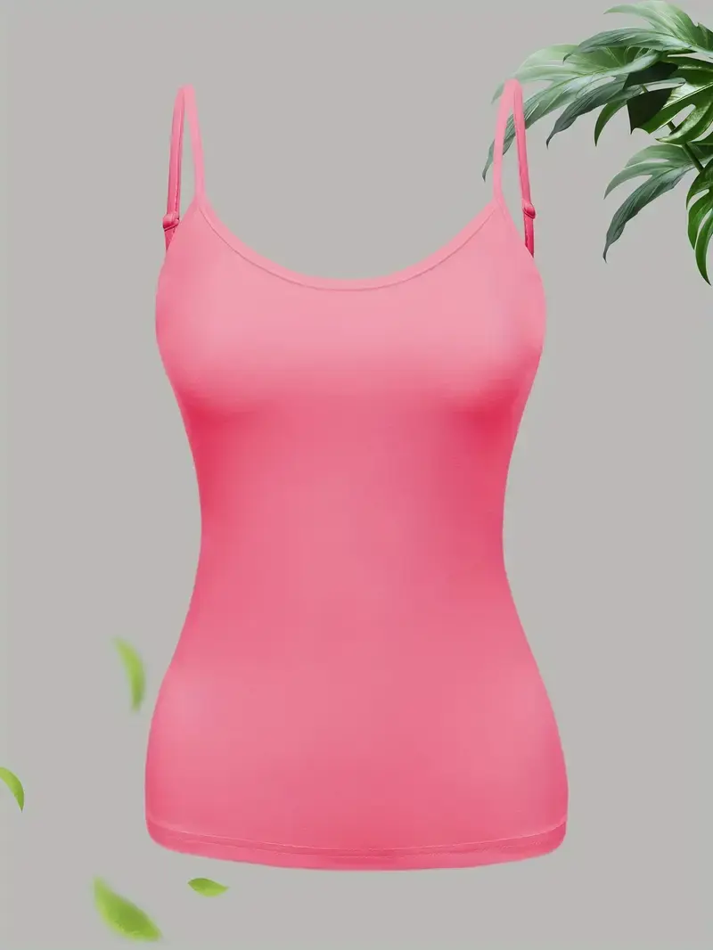 4 Pack Solid Color Cami Top Versatile Slim Backless Spaghetti strap Top For Summer Women's Clothing