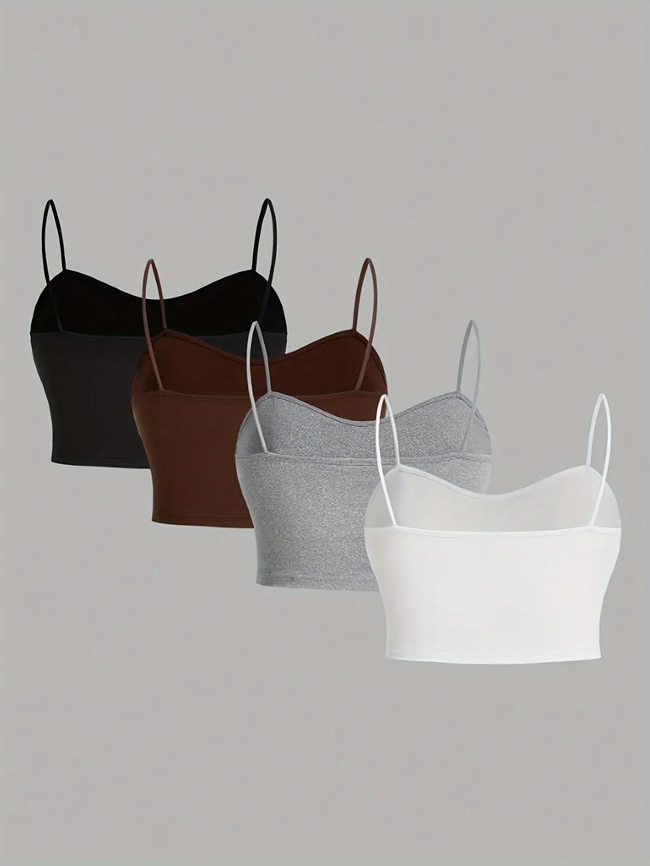 Solid Color 4 Packs Cami Tops Casual Sleeveless Spaghetti Strap Top Women's Clothing
