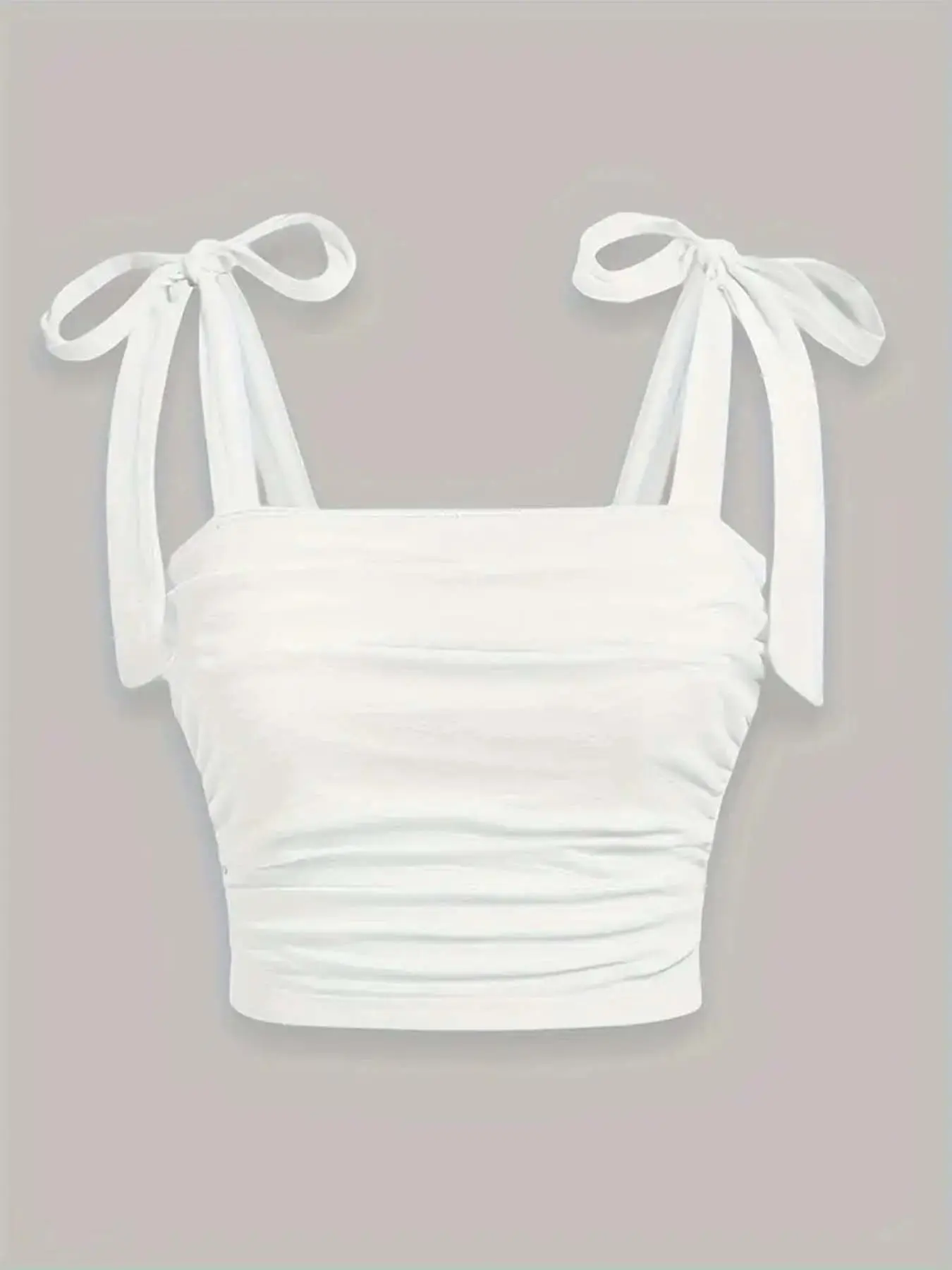 2 Pcs Tied Strap Cami Top Elegant Sleeveless Ruched Crop Fashion Top For Summer Women's Clothing