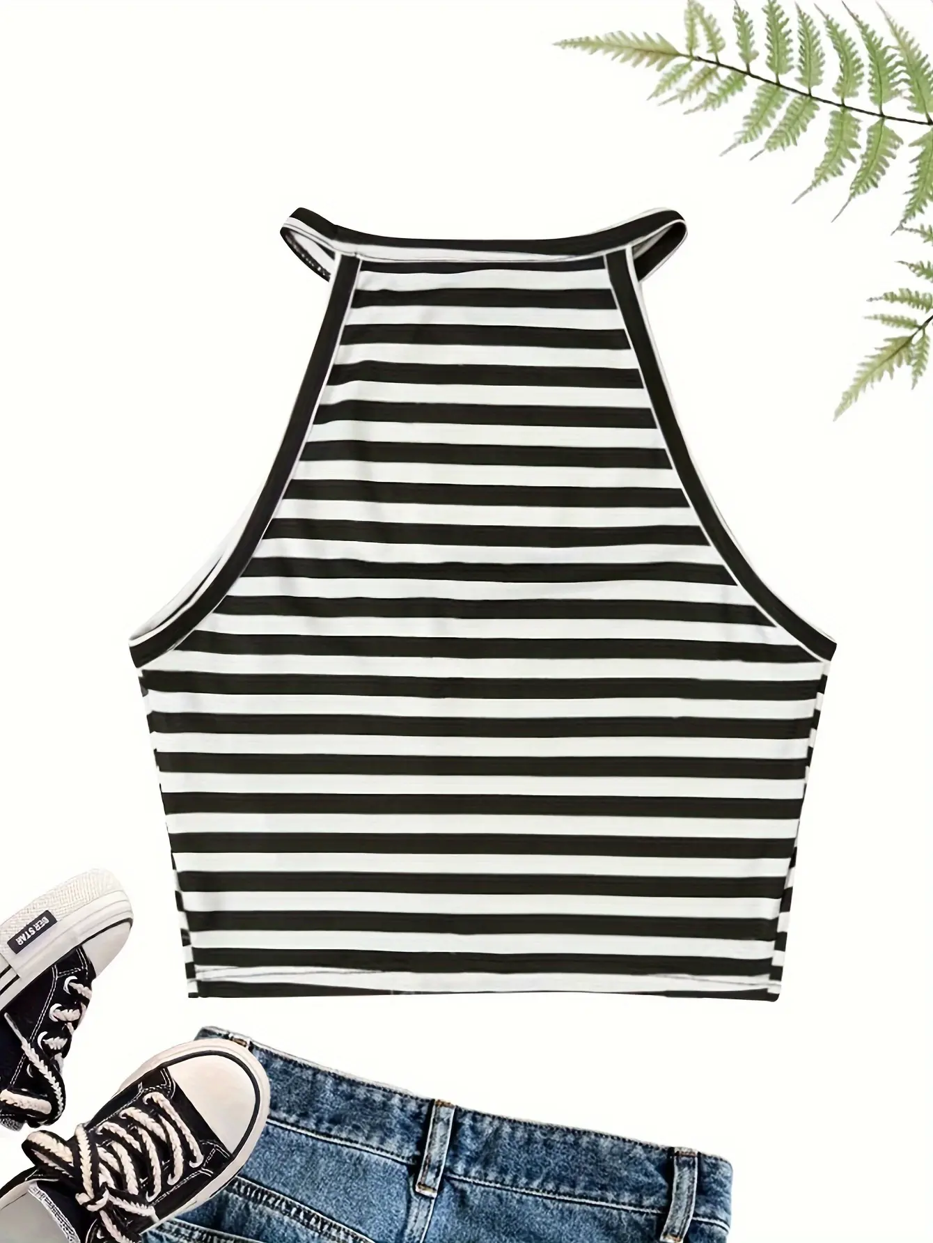 Striped Print Tank Top Casual Sleeveless Tank Top For SummerWomen's Clothing
