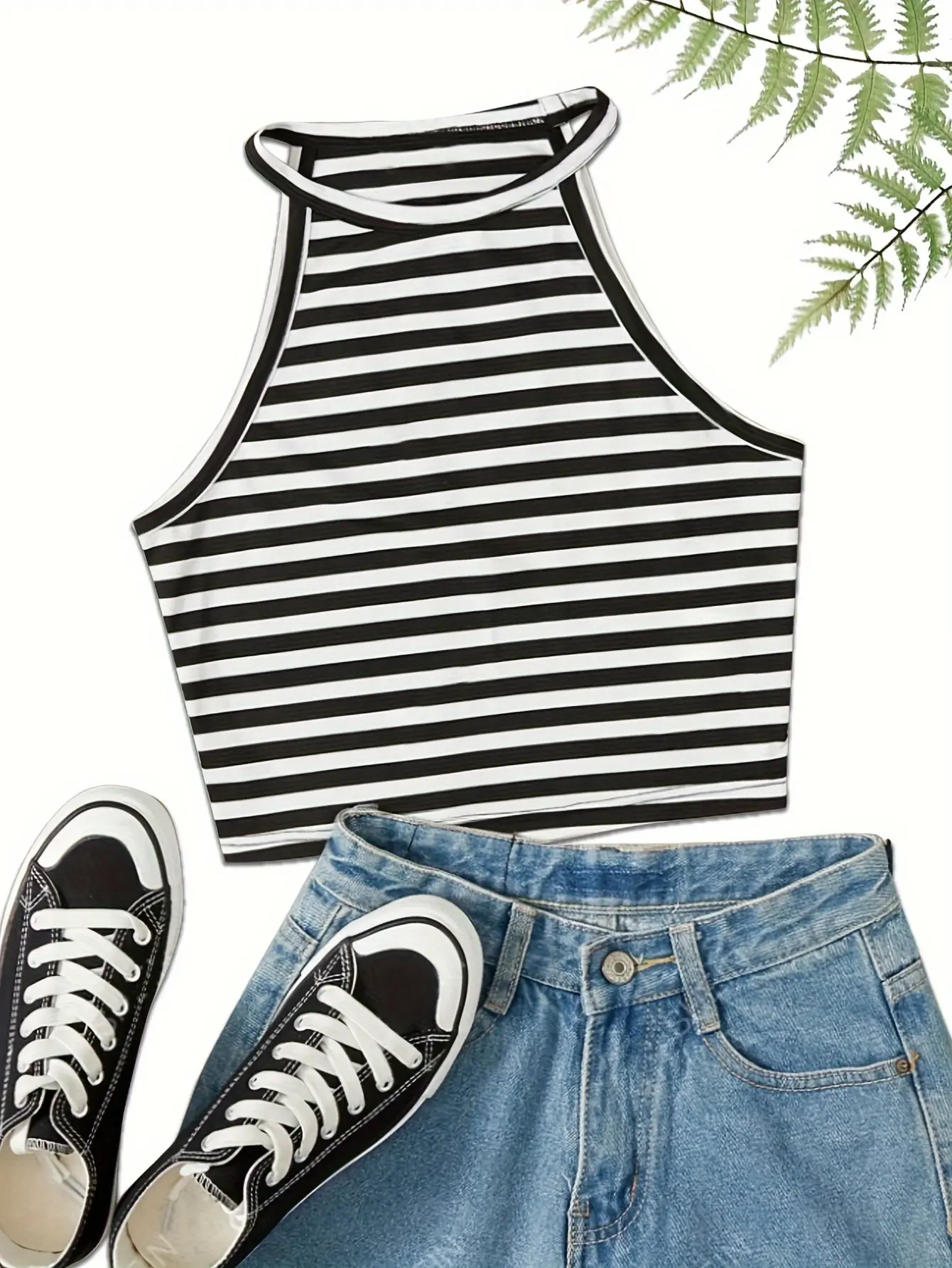 Striped Print Tank Top Casual Sleeveless Tank Top For SummerWomen's Clothing