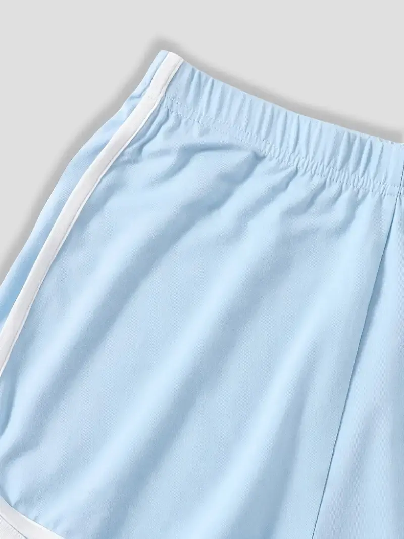 Contrast Trim Slim Shorts Casual Elastic Waist Shorts For Spring & Summer Women's Clothing