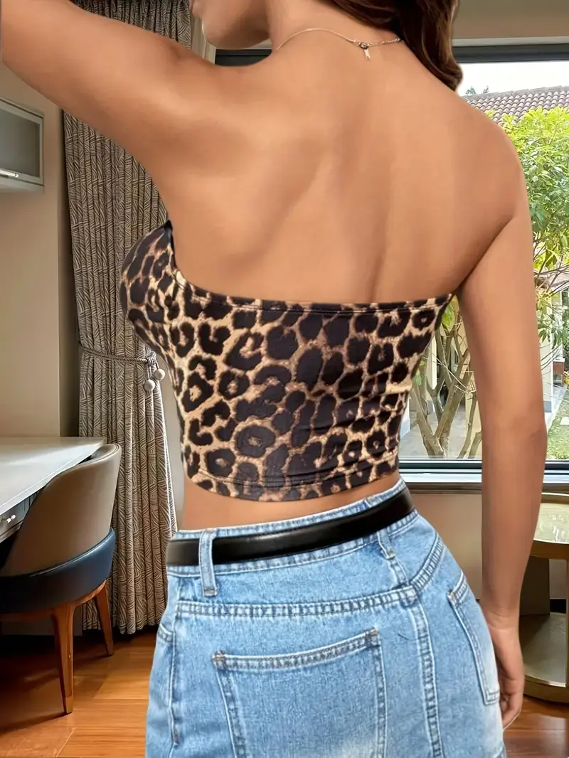 3pcs Allover Print Tube Top Sexy Strapless Tight Fit Crop Top For Spring & Summer Women's Clothing