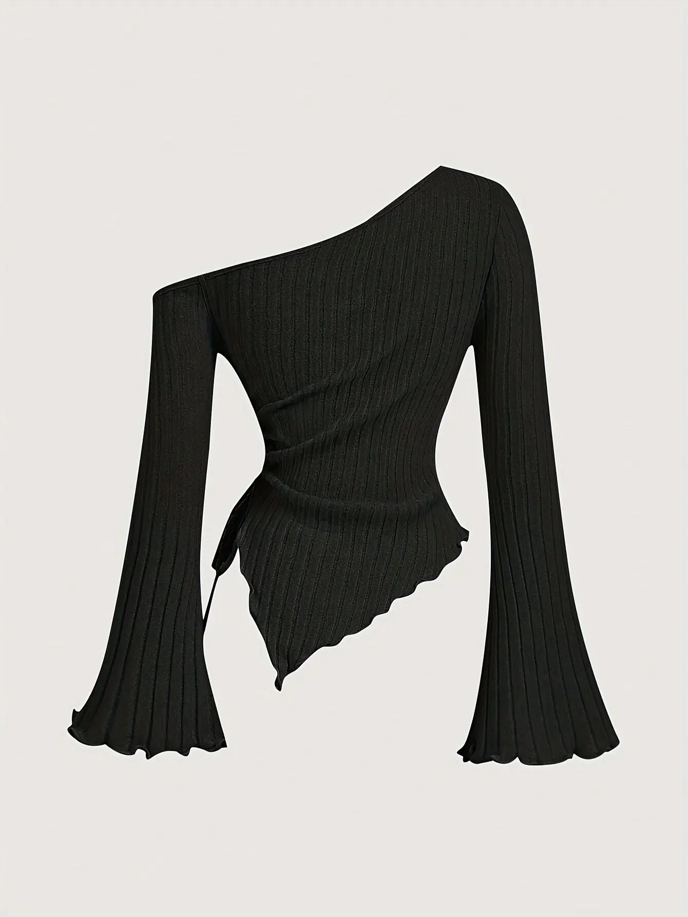 European and American Spring, Summer and Autumn Pure Color Casual Off-Shoulder T-Shirt