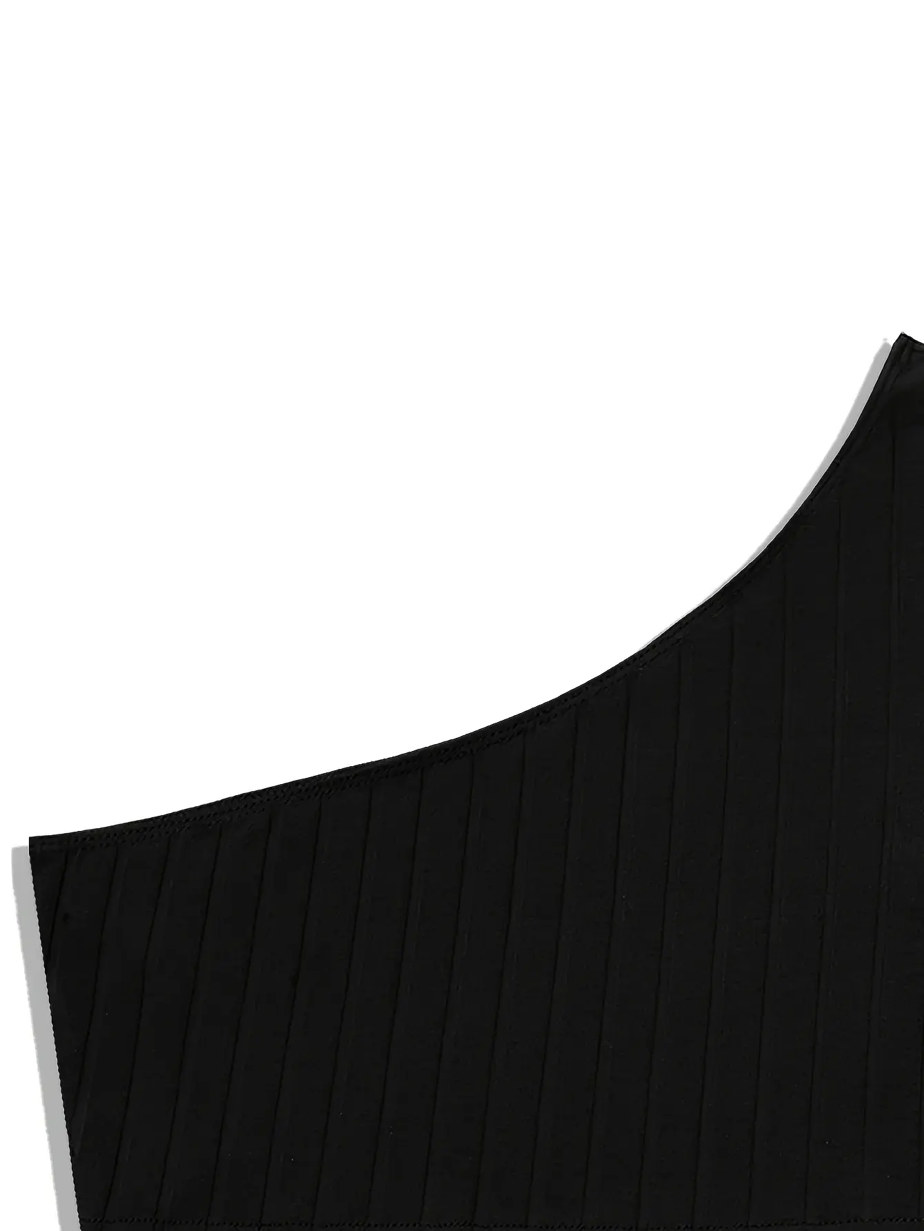 Elegant One-Shoulder Crop Top for Women - Versatile High Stretch Long Sleeve Solid Color Easy-Care
