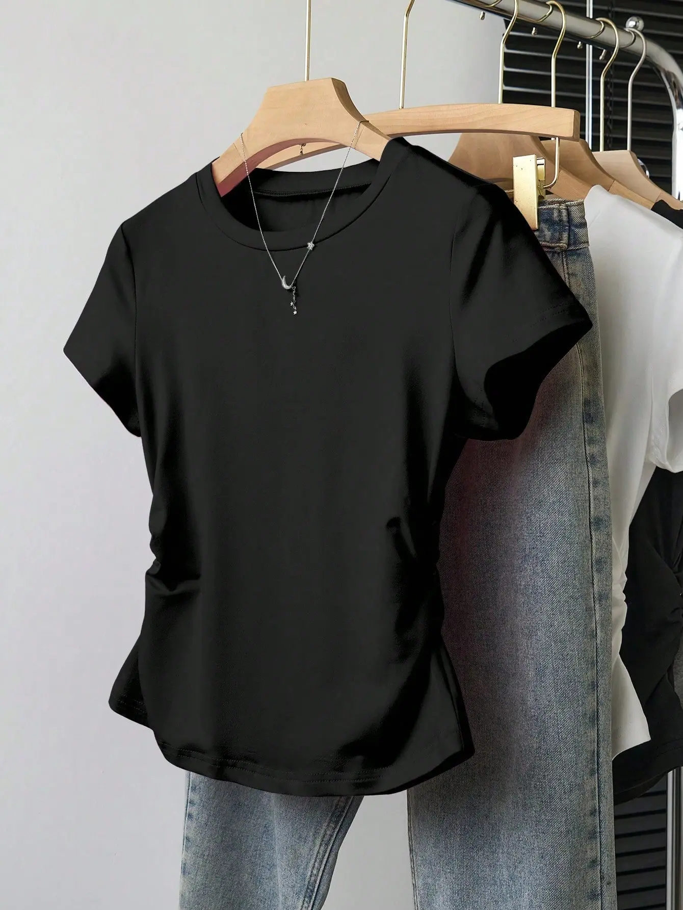 2025 Spring/Summer Autumn New Solid Color Casual Comfortable Women's Short Sleeve T-shirt Three Piece Set