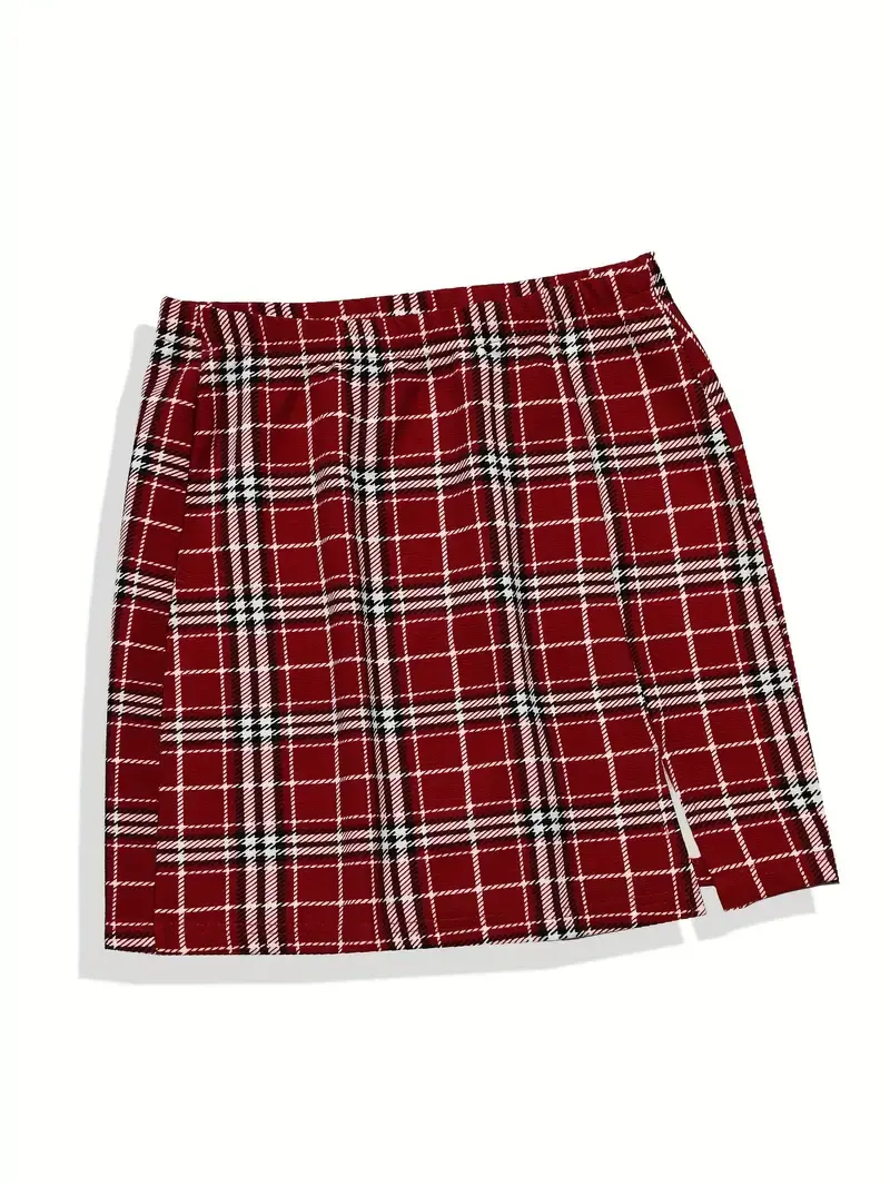 Vintage Plaid Skirt Women Green And Red Check Vintage Mini Skirts Summer Street Fashion High Waist Oversize Casual A-line Skirt
