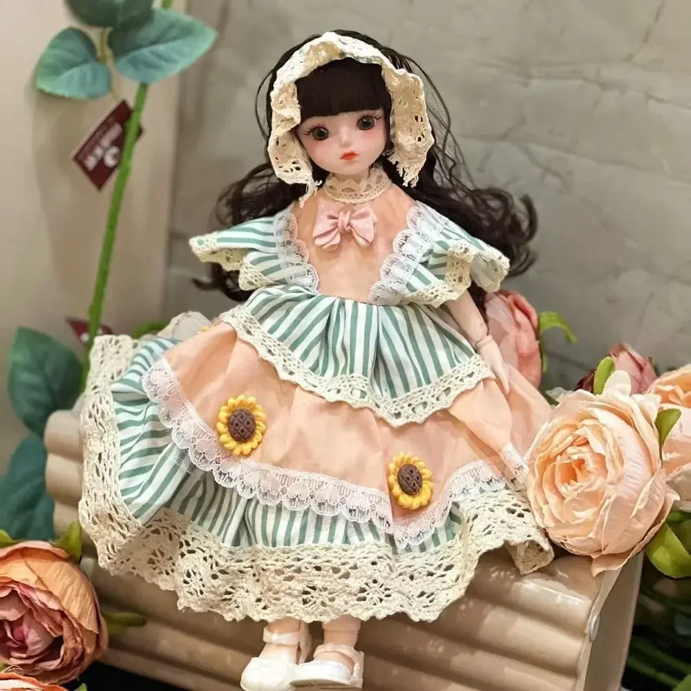 Cute 30cm BJD Doll Clothes Set with Clothes 6 Points Princess Doll Toy Attractive Eyes Long Doll Set Gifts
