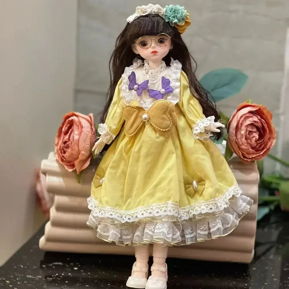 Cute 30cm BJD Doll Clothes Set with Clothes 6 Points Princess Doll Toy Attractive Eyes Long Doll Set Gifts
