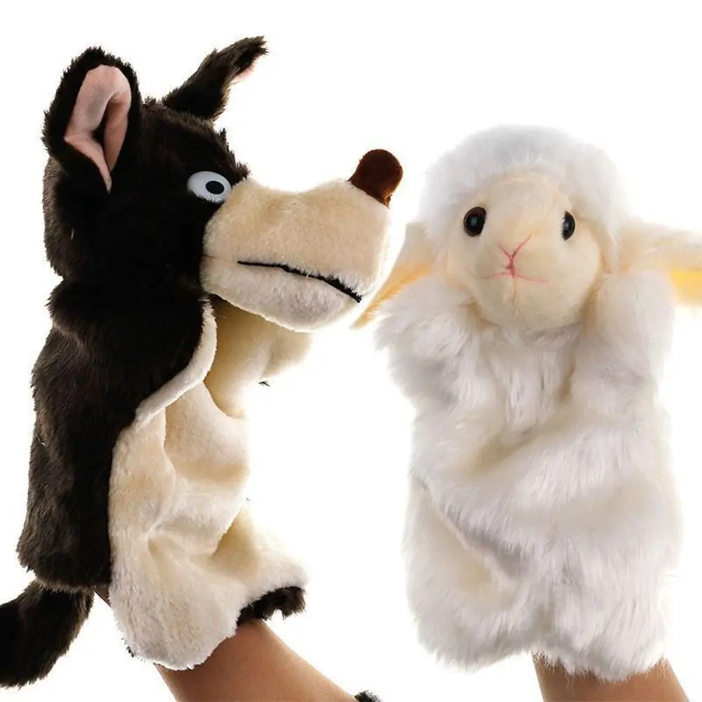 Learning Sheep Animal Hand Puppet Plush Dolls Stuffed Animals Plush Hand Doll Wolf Soft Children Puppets Baby