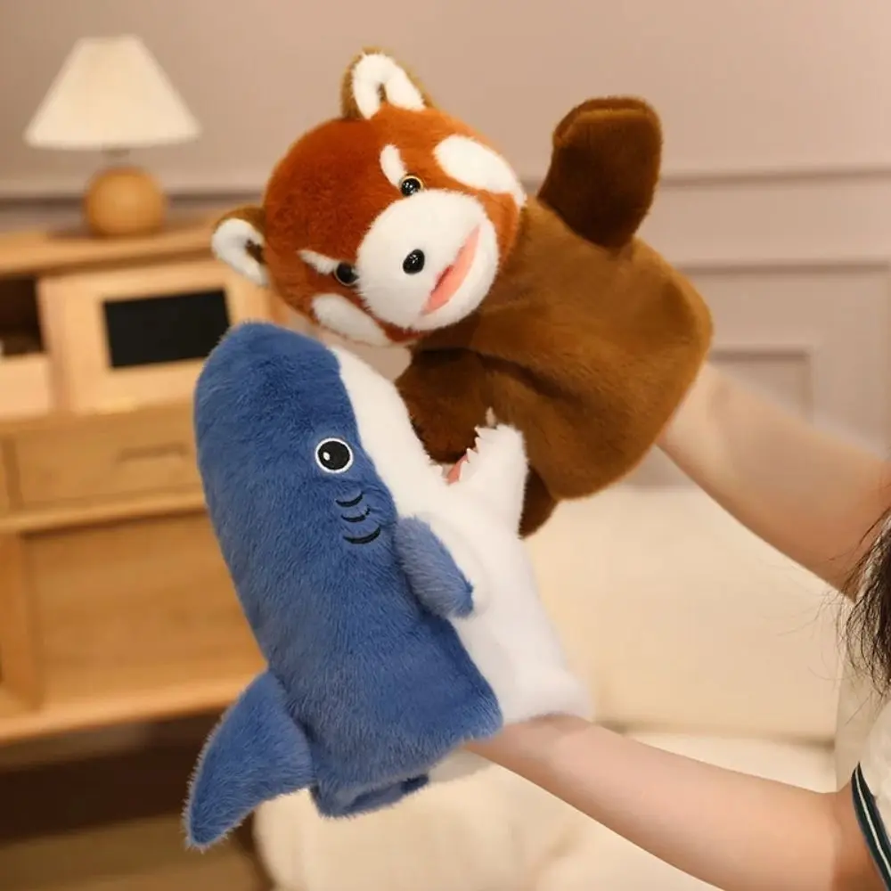 Frog Animal Hand Puppet Storytelling Movable Mouth Stuffed Plush Shark Toys Simulation Soft Hand Finger Story Puppet Story Time