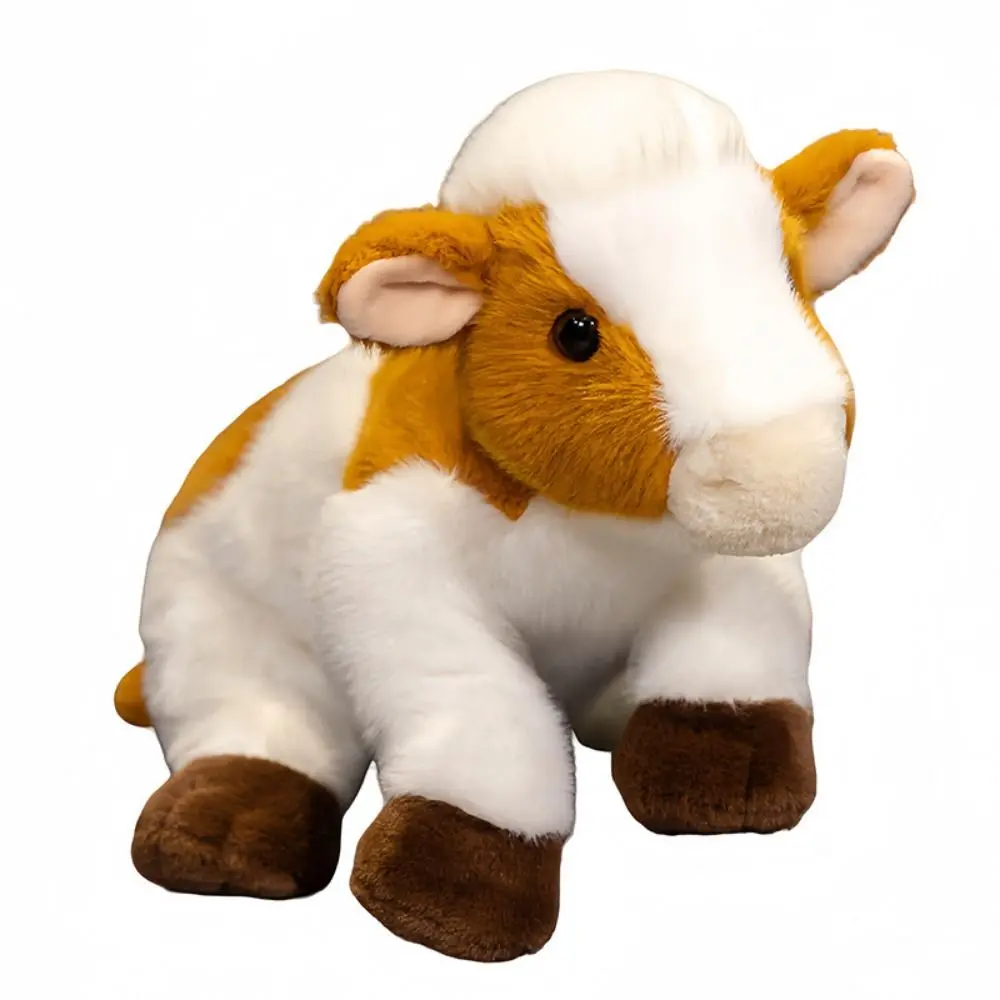 Animal Cattle Animal Plush Doll Stuffed Cow Bull Fluffy Milk Cow Plush Doll Simulation Soft Cow Plush Toy Sofa Ornament