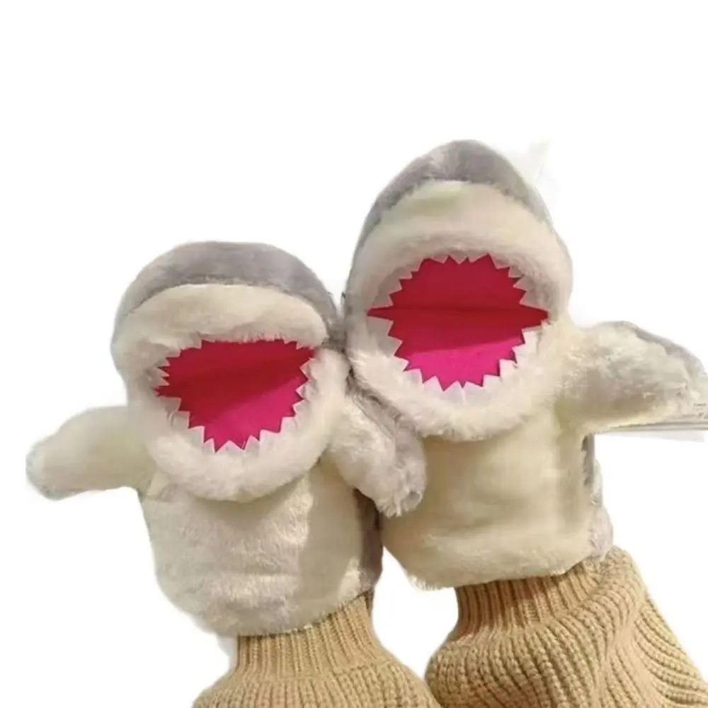 Pink Grey Plush Shark Hand Puppet Cartoon Shark Early Education Hand Finger Story Puppet Imaginative Play Storytelling