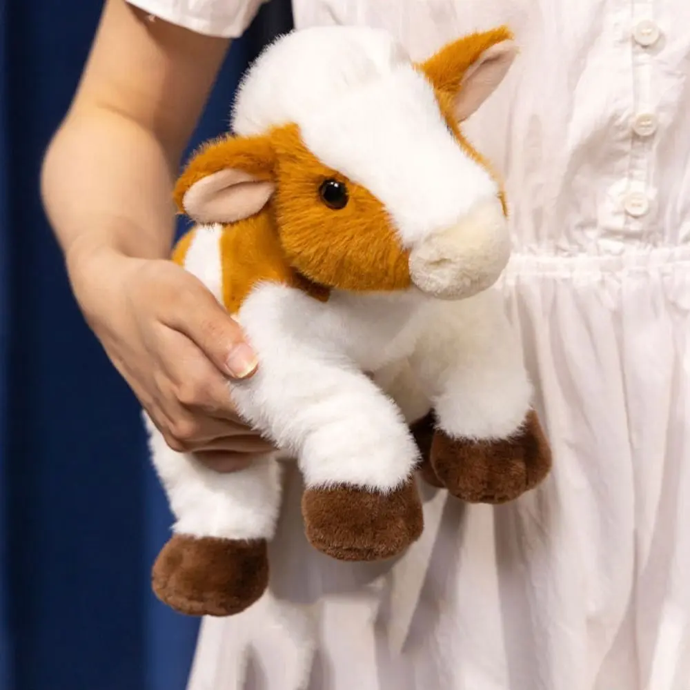 Animal Cattle Animal Plush Doll Stuffed Cow Bull Fluffy Milk Cow Plush Doll Simulation Soft Cow Plush Toy Sofa Ornament