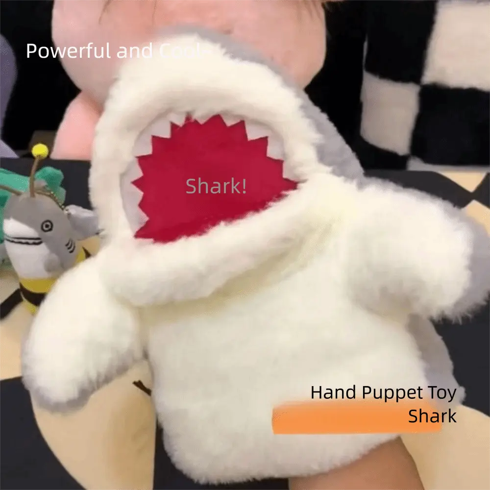Pink Grey Plush Shark Hand Puppet Cartoon Shark Early Education Hand Finger Story Puppet Imaginative Play Storytelling