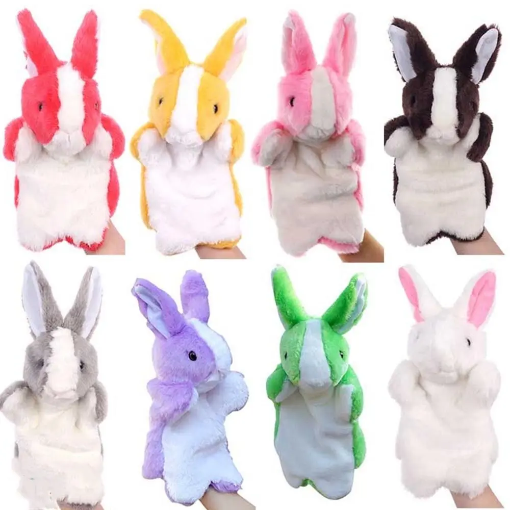 Fashion Plush Rabbit Bunny Hand Puppet Stuffed Animal Soft 8 Colors Cartoon Gifts