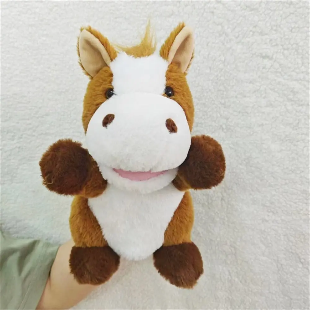 Kids Toy Movable Open Mouths Plush Animal Puppets Dog Horse Sheep Cow Duck Pig Stuffed Hand Doll Stuffed Animal Soft Teaching
