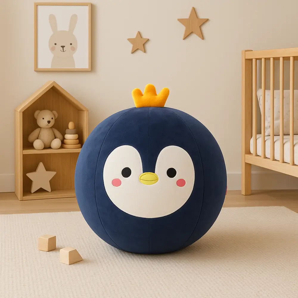 Cartoon Design Inflatable Plush Pillow Children's Size Inflatable Material Spherical Inflatable Toy 35cm Plush Doll Fitness Ball