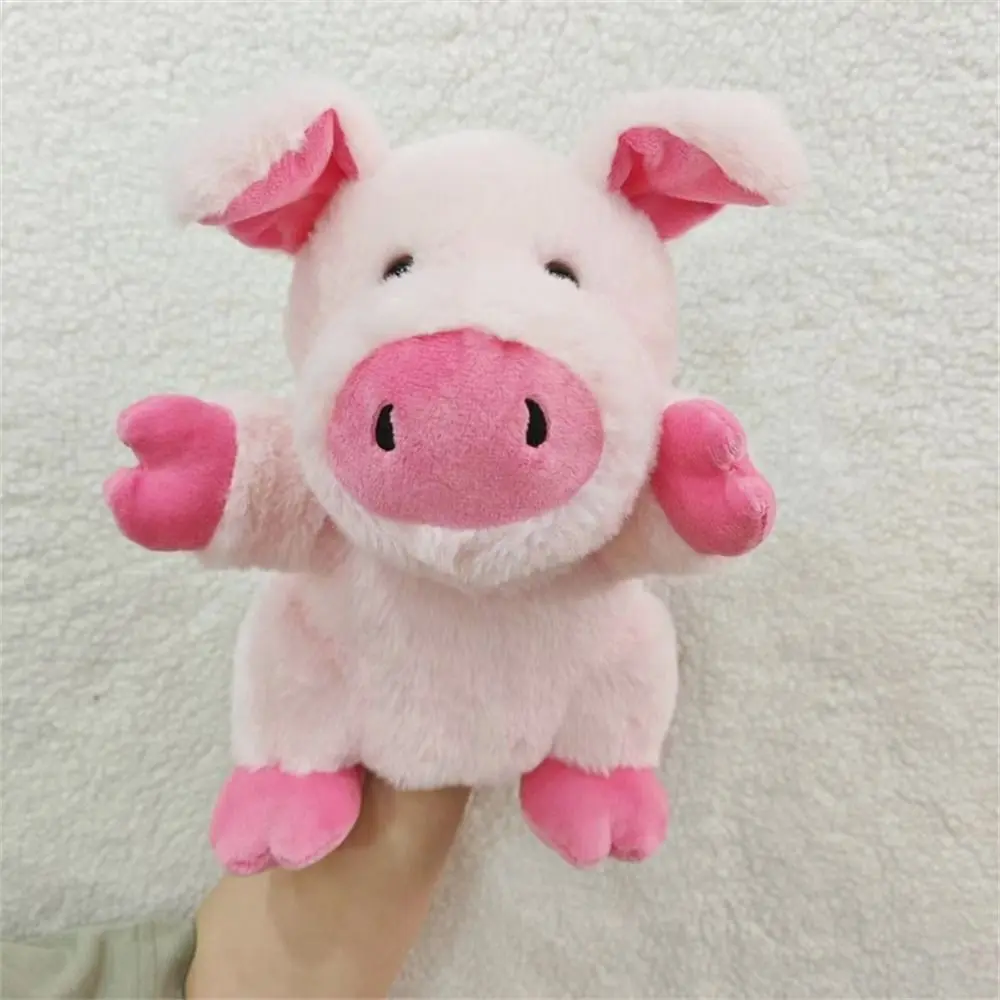 Kids Toy Movable Open Mouths Plush Animal Puppets Dog Horse Sheep Cow Duck Pig Stuffed Hand Doll Stuffed Animal Soft Teaching