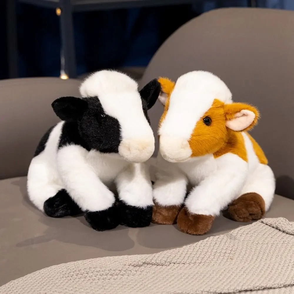 Animal Cattle Animal Plush Doll Stuffed Cow Bull Simulation Milk Cow Plush Doll Fluffy Soft Cow Plush Toy Home Decor