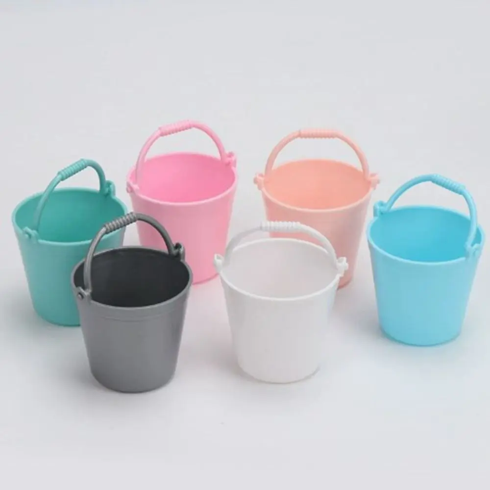 5pcs High Quality Plastic Doll Miniature Bucket Model Mini 6 Colors Children Beach Small Bucket 4.7*6cm Kitchen Play House Toys