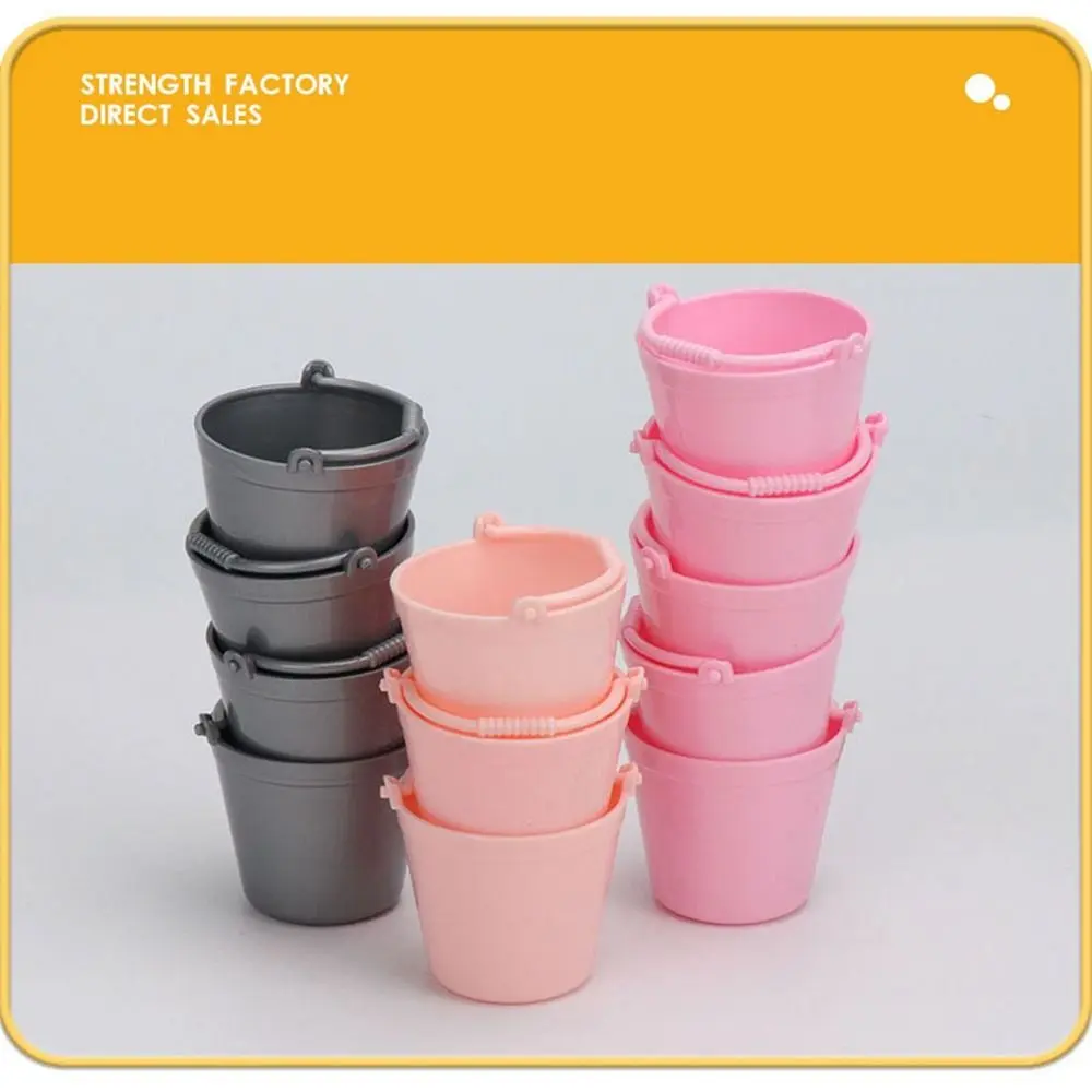 5pcs High Quality Plastic Doll Miniature Bucket Model Mini 6 Colors Children Beach Small Bucket 4.7*6cm Kitchen Play House Toys