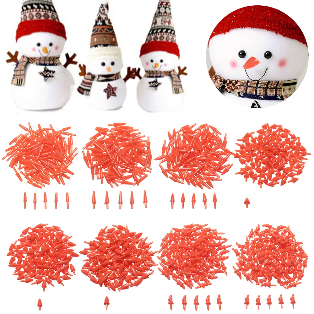 100Pcs/Bag Snowman Red Nose Plastic 8 Sizes DIY Crafts Doll Nose Santa Claus Nose for Sewing Doll Puppet Stuffed Plush Animals