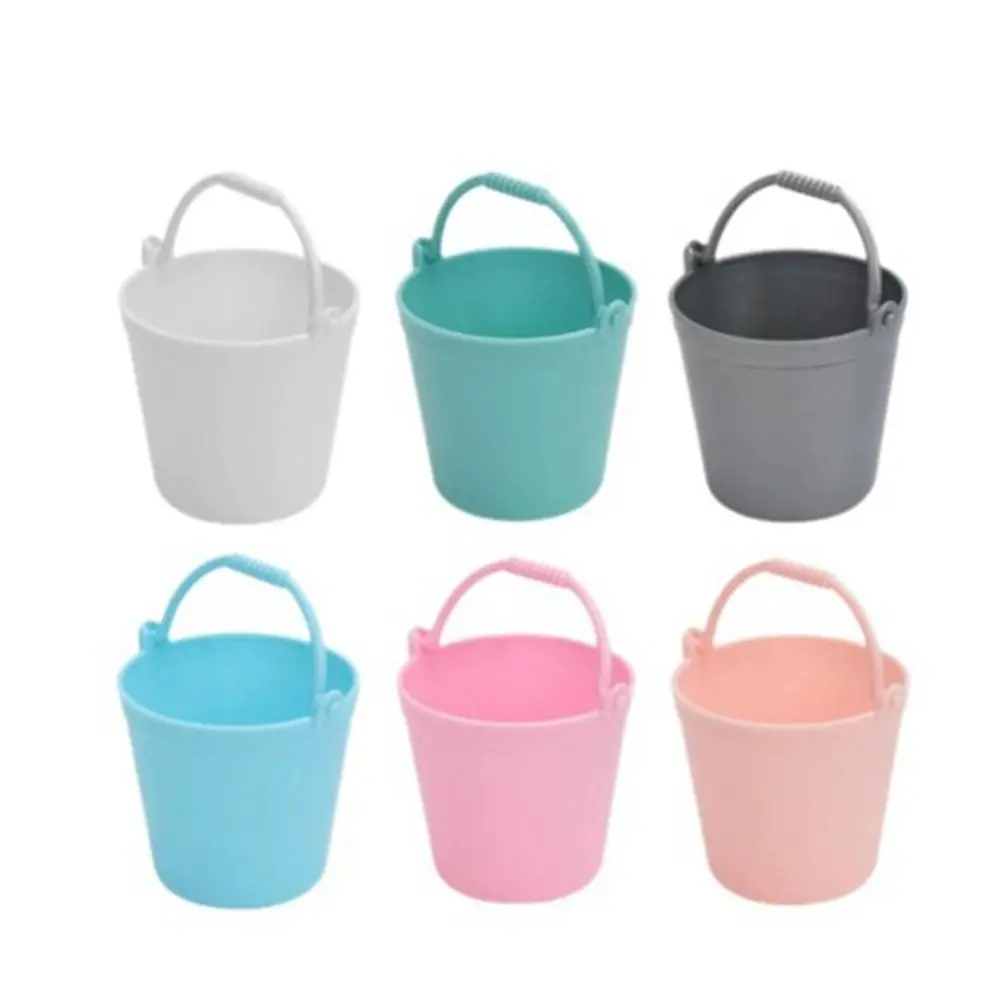 5pcs High Quality Plastic Doll Miniature Bucket Model Mini 6 Colors Children Beach Small Bucket 4.7*6cm Kitchen Play House Toys