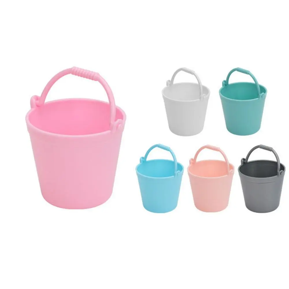 5pcs High Quality Plastic Doll Miniature Bucket Model Mini 6 Colors Children Beach Small Bucket 4.7*6cm Kitchen Play House Toys