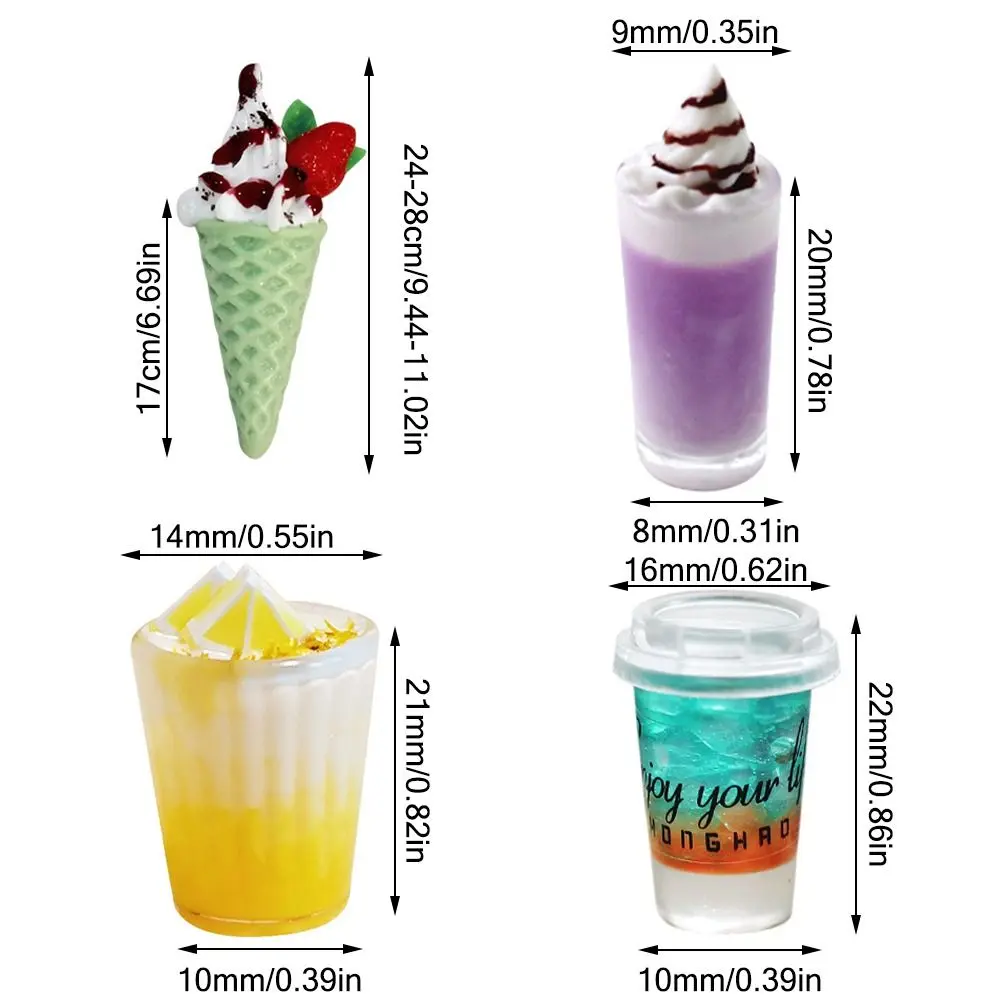1/6 1/8 1/12 Dollhouse Drinks Dessert Multicolor Juice Doll Drinking Cup Model Scene Model Playing House Miniature Ice Cream