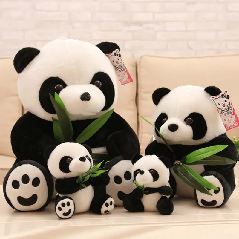 40pcs Wholesale Small Panda Doll Cuddle Bamboo With Sleep Cuddle Bear Plush Toy Animal Simulation Hanging Cloth Claw Crane Toys