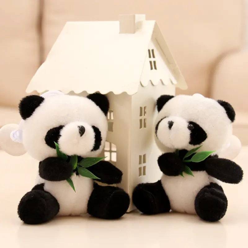 40pcs Wholesale Small Panda Doll Cuddle Bamboo With Sleep Cuddle Bear Plush Toy Animal Simulation Hanging Cloth Claw Crane Toys