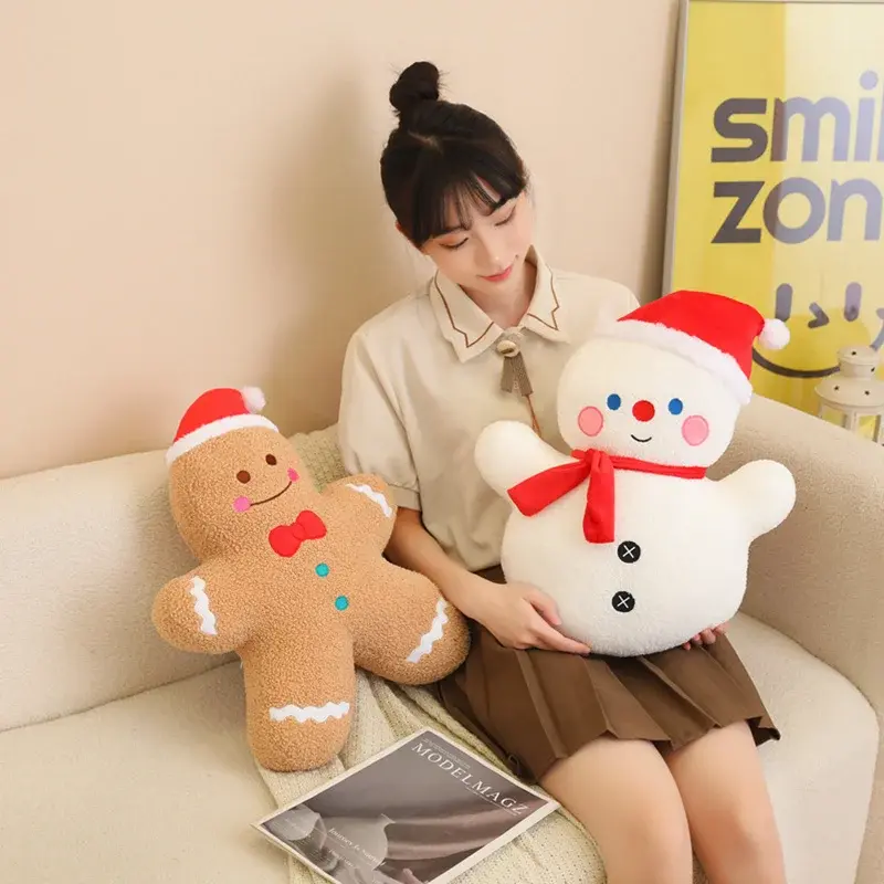 Kawaii Christmas Tree Plush Dolls Stuffed Soft Animals Cartoon Snowman Gingerbread Man Toys For Kids Baby Xmas Gift Party Decor