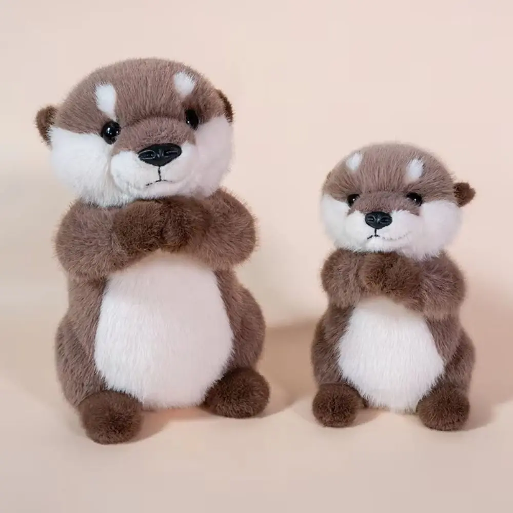 PP Cotton Brown Otter Plush Toy Soft Lifelike Chubby Otter Stuffed Animal Dolls Comfortable Ins Simulation Otter Toy Doll